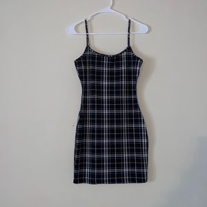 A plaid black and white mini dress. Super flattering and comfortable!